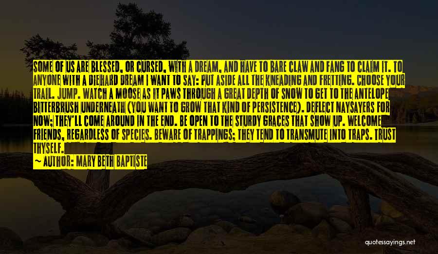 Mary Beth Baptiste Quotes: Some Of Us Are Blessed, Or Cursed, With A Dream, And Have To Bare Claw And Fang To Claim It.