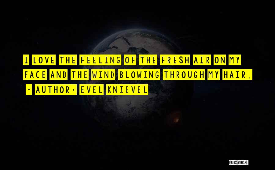 Evel Knievel Quotes: I Love The Feeling Of The Fresh Air On My Face And The Wind Blowing Through My Hair.