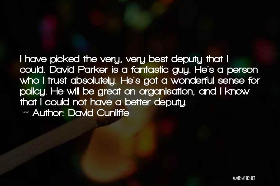 David Cunliffe Quotes: I Have Picked The Very, Very Best Deputy That I Could. David Parker Is A Fantastic Guy. He's A Person