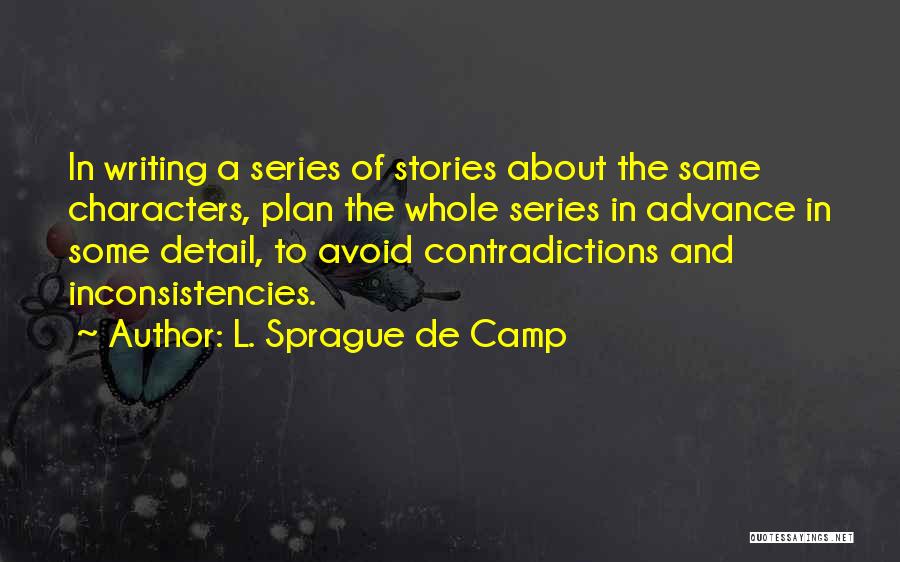 L. Sprague De Camp Quotes: In Writing A Series Of Stories About The Same Characters, Plan The Whole Series In Advance In Some Detail, To