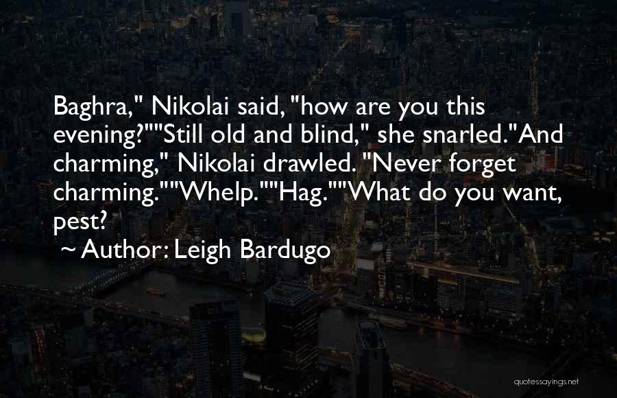 Leigh Bardugo Quotes: Baghra, Nikolai Said, How Are You This Evening?still Old And Blind, She Snarled.and Charming, Nikolai Drawled. Never Forget Charming.whelp.hag.what Do