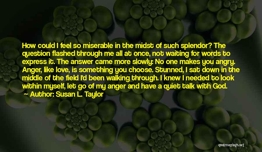 Susan L. Taylor Quotes: How Could I Feel So Miserable In The Midst Of Such Splendor? The Question Flashed Through Me All At Once,