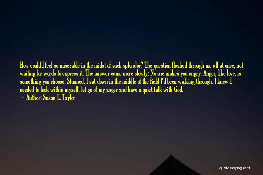 Susan L. Taylor Quotes: How Could I Feel So Miserable In The Midst Of Such Splendor? The Question Flashed Through Me All At Once,