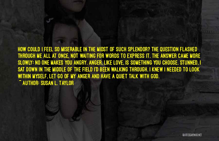 Susan L. Taylor Quotes: How Could I Feel So Miserable In The Midst Of Such Splendor? The Question Flashed Through Me All At Once,