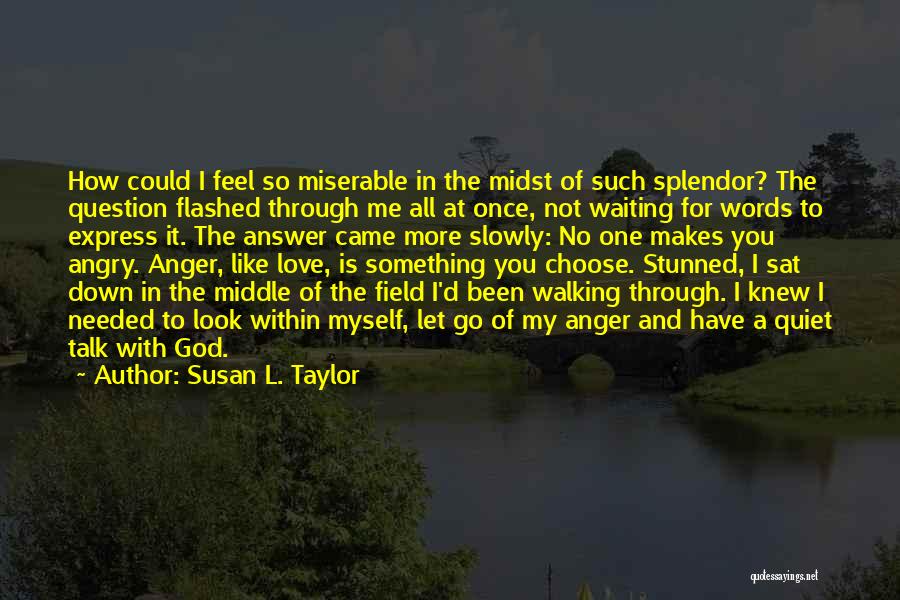 Susan L. Taylor Quotes: How Could I Feel So Miserable In The Midst Of Such Splendor? The Question Flashed Through Me All At Once,