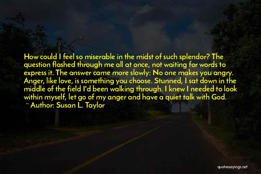 Susan L. Taylor Quotes: How Could I Feel So Miserable In The Midst Of Such Splendor? The Question Flashed Through Me All At Once,