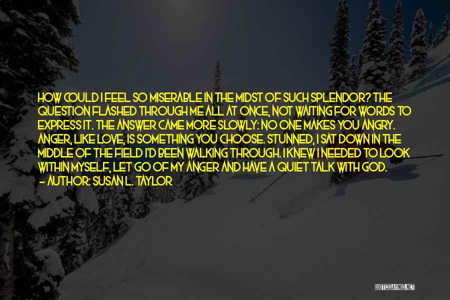 Susan L. Taylor Quotes: How Could I Feel So Miserable In The Midst Of Such Splendor? The Question Flashed Through Me All At Once,