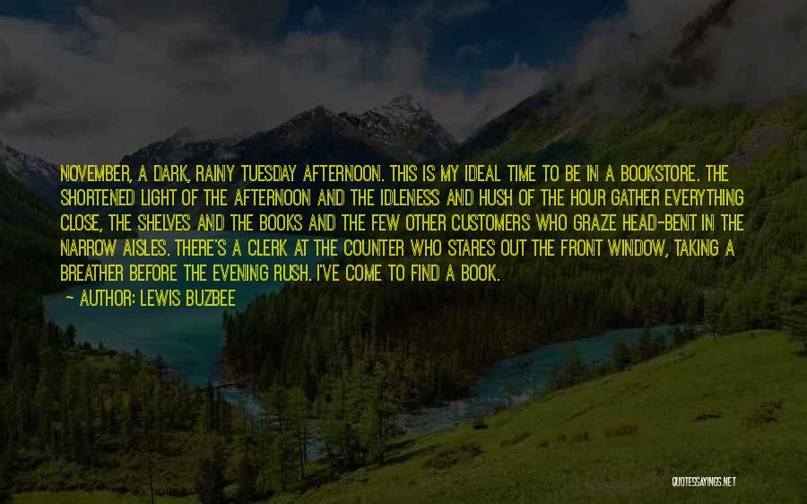 Lewis Buzbee Quotes: November, A Dark, Rainy Tuesday Afternoon. This Is My Ideal Time To Be In A Bookstore. The Shortened Light Of