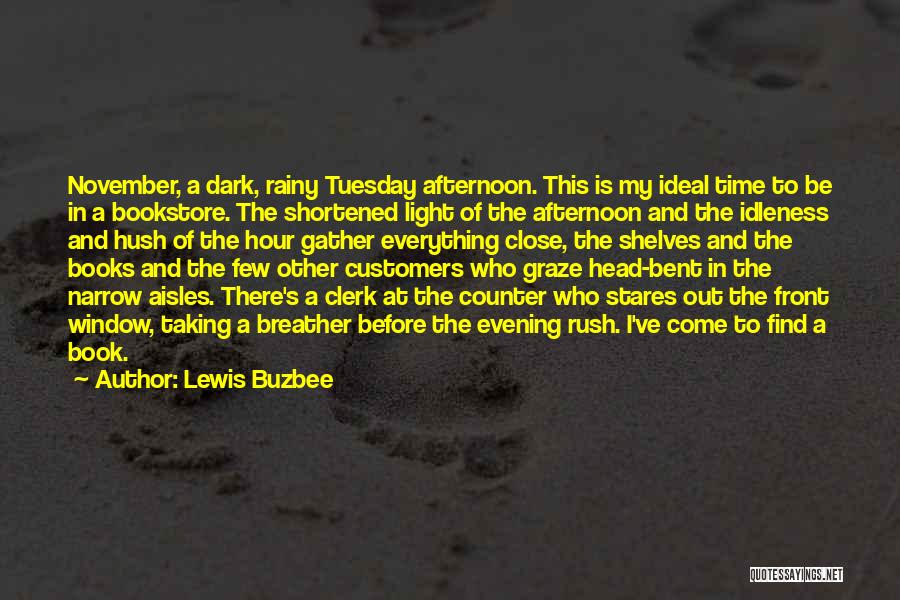 Lewis Buzbee Quotes: November, A Dark, Rainy Tuesday Afternoon. This Is My Ideal Time To Be In A Bookstore. The Shortened Light Of