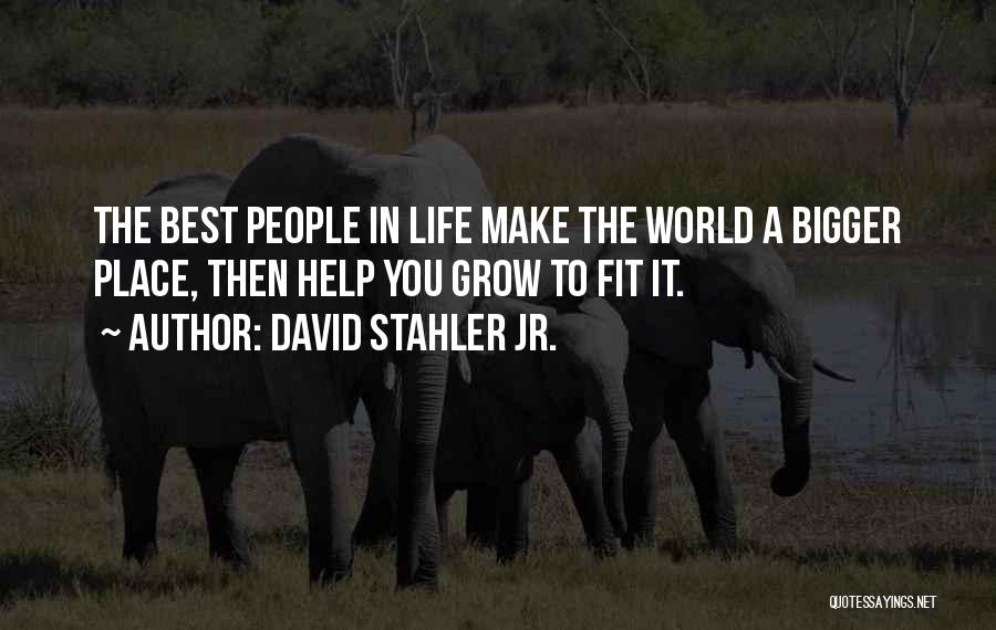 David Stahler Jr. Quotes: The Best People In Life Make The World A Bigger Place, Then Help You Grow To Fit It.