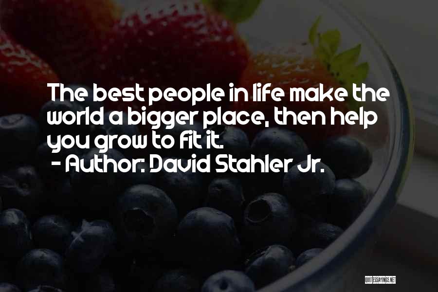David Stahler Jr. Quotes: The Best People In Life Make The World A Bigger Place, Then Help You Grow To Fit It.