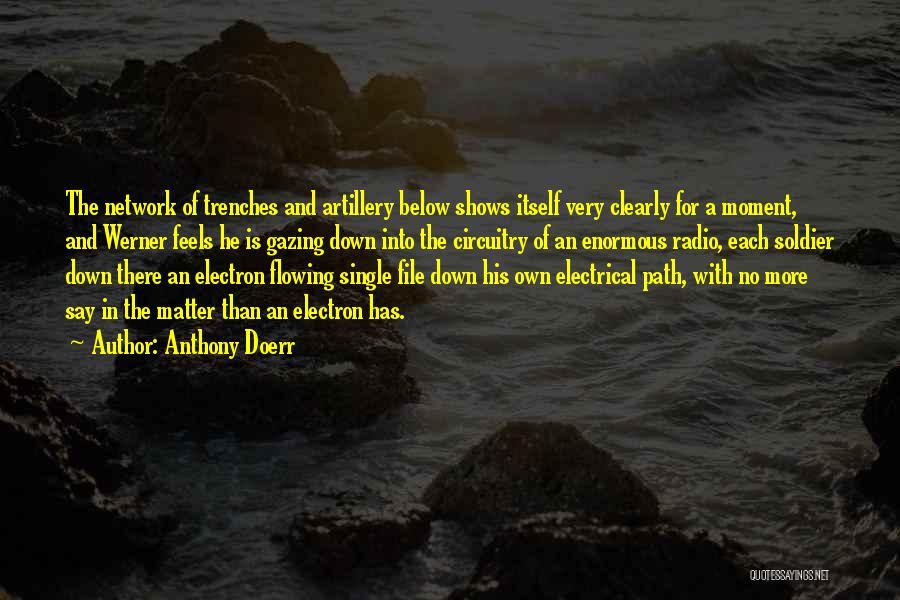 Anthony Doerr Quotes: The Network Of Trenches And Artillery Below Shows Itself Very Clearly For A Moment, And Werner Feels He Is Gazing