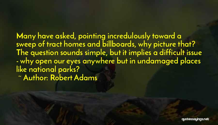 Robert Adams Quotes: Many Have Asked, Pointing Incredulously Toward A Sweep Of Tract Homes And Billboards, Why Picture That? The Question Sounds Simple,