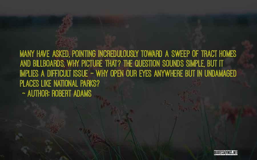 Robert Adams Quotes: Many Have Asked, Pointing Incredulously Toward A Sweep Of Tract Homes And Billboards, Why Picture That? The Question Sounds Simple,