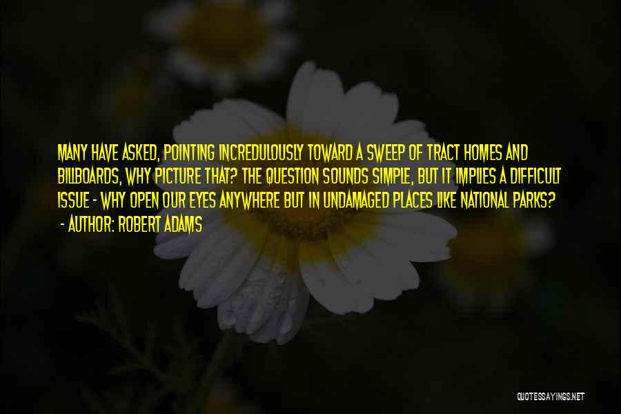 Robert Adams Quotes: Many Have Asked, Pointing Incredulously Toward A Sweep Of Tract Homes And Billboards, Why Picture That? The Question Sounds Simple,