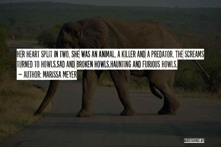 Marissa Meyer Quotes: Her Heart Split In Two. She Was An Animal. A Killer And A Predator. The Screams Turned To Howls.sad And