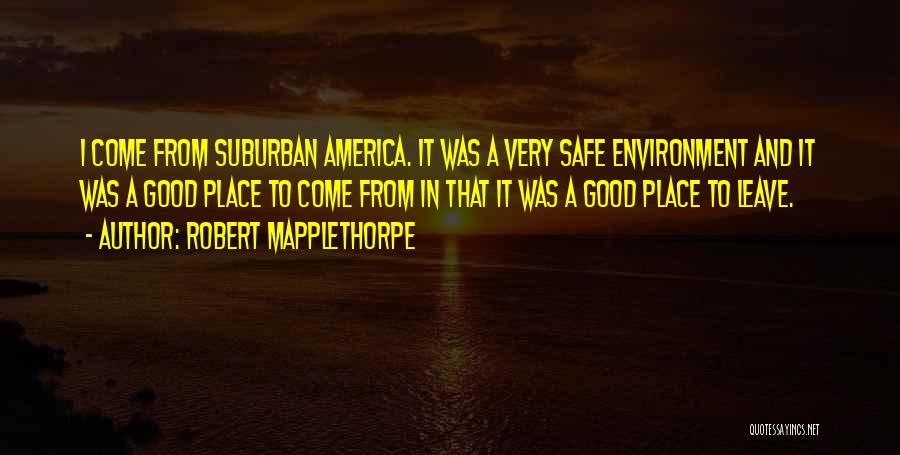 Robert Mapplethorpe Quotes: I Come From Suburban America. It Was A Very Safe Environment And It Was A Good Place To Come From