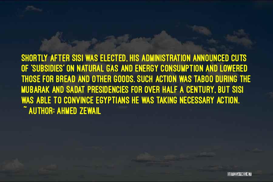 Ahmed Zewail Quotes: Shortly After Sisi Was Elected, His Administration Announced Cuts Of 'subsidies' On Natural Gas And Energy Consumption And Lowered Those