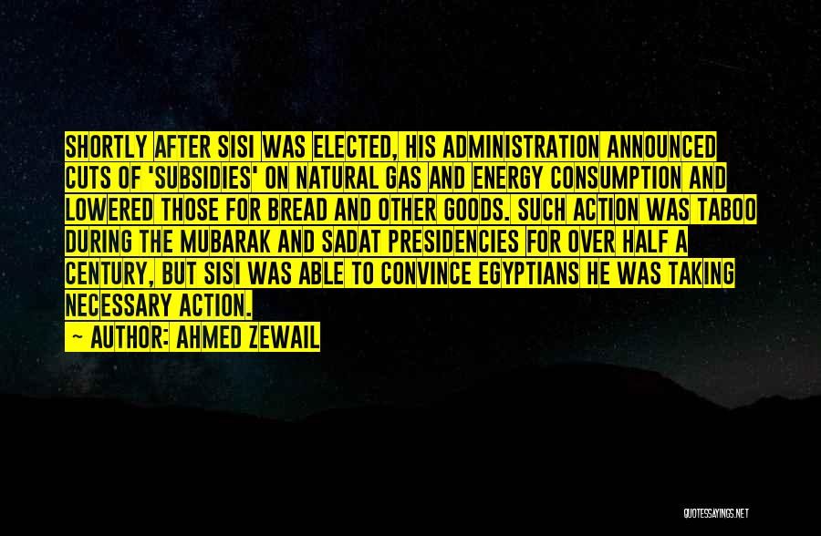 Ahmed Zewail Quotes: Shortly After Sisi Was Elected, His Administration Announced Cuts Of 'subsidies' On Natural Gas And Energy Consumption And Lowered Those