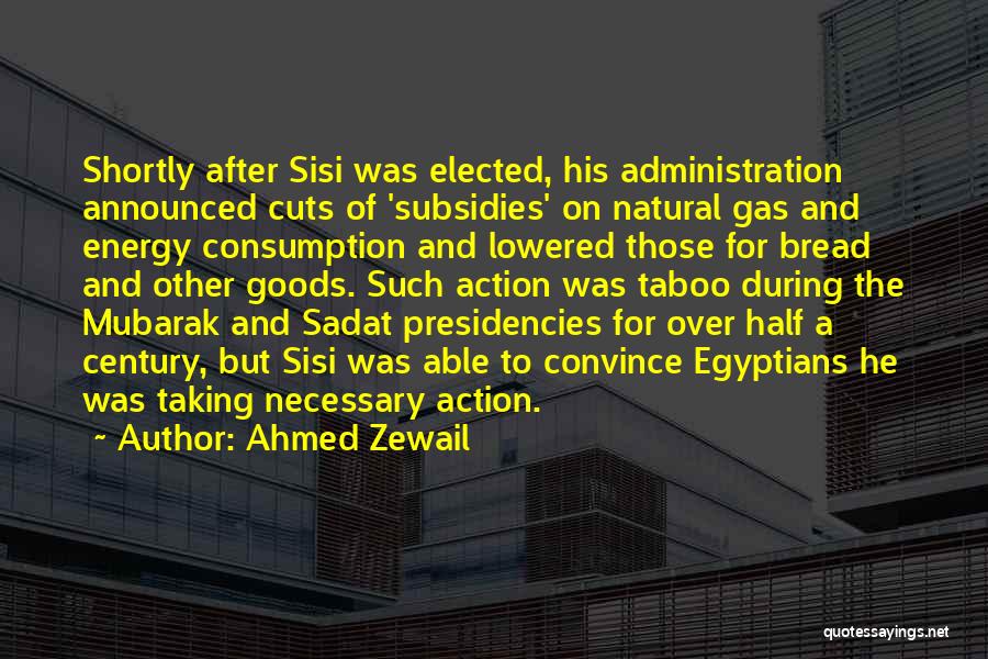 Ahmed Zewail Quotes: Shortly After Sisi Was Elected, His Administration Announced Cuts Of 'subsidies' On Natural Gas And Energy Consumption And Lowered Those