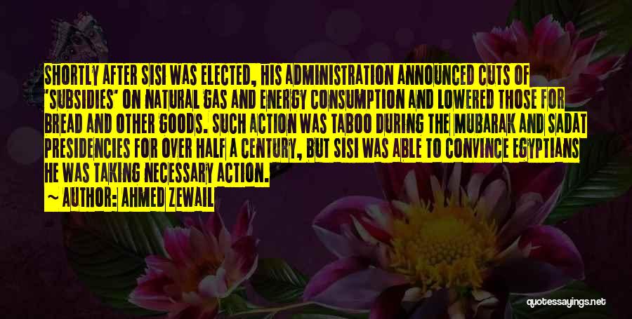 Ahmed Zewail Quotes: Shortly After Sisi Was Elected, His Administration Announced Cuts Of 'subsidies' On Natural Gas And Energy Consumption And Lowered Those