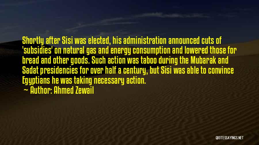 Ahmed Zewail Quotes: Shortly After Sisi Was Elected, His Administration Announced Cuts Of 'subsidies' On Natural Gas And Energy Consumption And Lowered Those