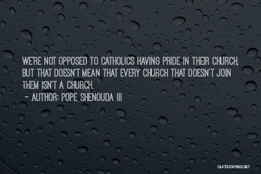 Pope Shenouda III Quotes: We're Not Opposed To Catholics Having Pride In Their Church, But That Doesn't Mean That Every Church That Doesn't Join