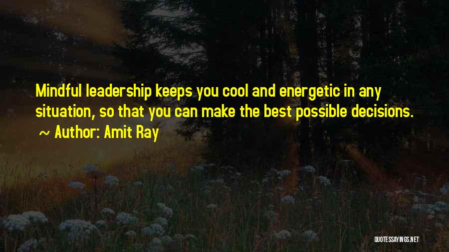 Amit Ray Quotes: Mindful Leadership Keeps You Cool And Energetic In Any Situation, So That You Can Make The Best Possible Decisions.