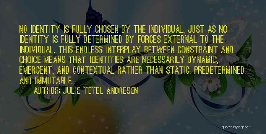 Julie Tetel Andresen Quotes: No Identity Is Fully Chosen By The Individual, Just As No Identity Is Fully Determined By Forces External To The