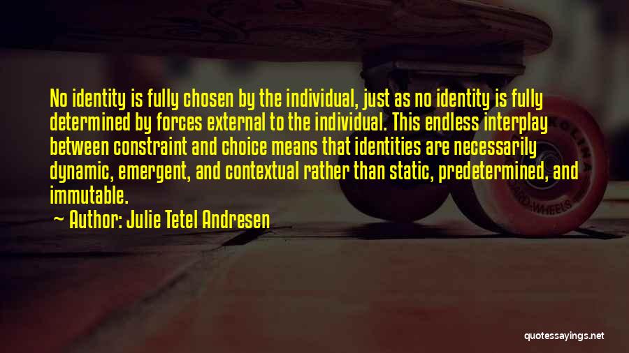 Julie Tetel Andresen Quotes: No Identity Is Fully Chosen By The Individual, Just As No Identity Is Fully Determined By Forces External To The