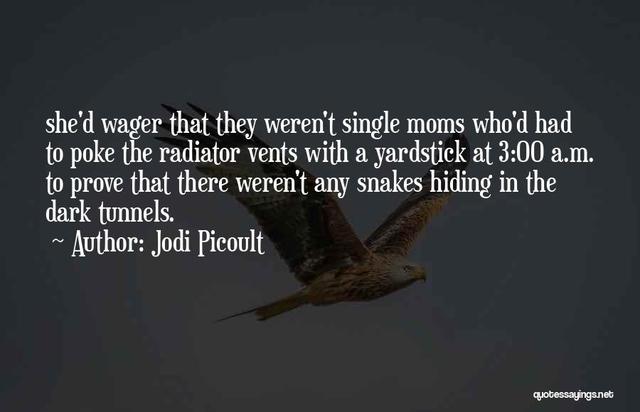 Jodi Picoult Quotes: She'd Wager That They Weren't Single Moms Who'd Had To Poke The Radiator Vents With A Yardstick At 3:00 A.m.