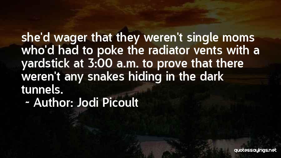 Jodi Picoult Quotes: She'd Wager That They Weren't Single Moms Who'd Had To Poke The Radiator Vents With A Yardstick At 3:00 A.m.