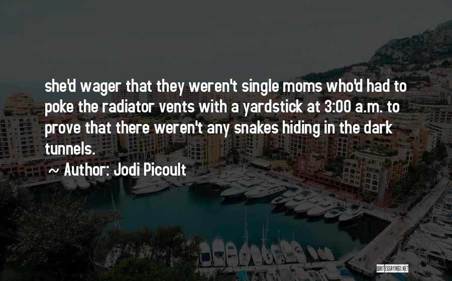 Jodi Picoult Quotes: She'd Wager That They Weren't Single Moms Who'd Had To Poke The Radiator Vents With A Yardstick At 3:00 A.m.