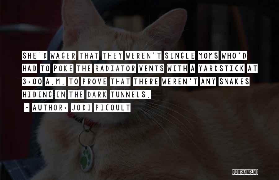 Jodi Picoult Quotes: She'd Wager That They Weren't Single Moms Who'd Had To Poke The Radiator Vents With A Yardstick At 3:00 A.m.