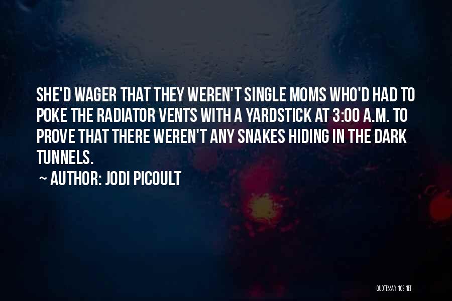 Jodi Picoult Quotes: She'd Wager That They Weren't Single Moms Who'd Had To Poke The Radiator Vents With A Yardstick At 3:00 A.m.