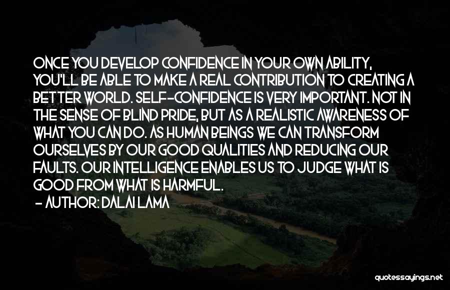 Dalai Lama Quotes: Once You Develop Confidence In Your Own Ability, You'll Be Able To Make A Real Contribution To Creating A Better