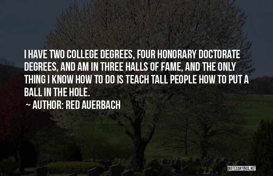 Red Auerbach Quotes: I Have Two College Degrees, Four Honorary Doctorate Degrees, And Am In Three Halls Of Fame, And The Only Thing