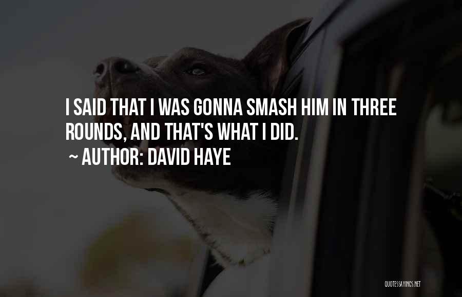 David Haye Quotes: I Said That I Was Gonna Smash Him In Three Rounds, And That's What I Did.