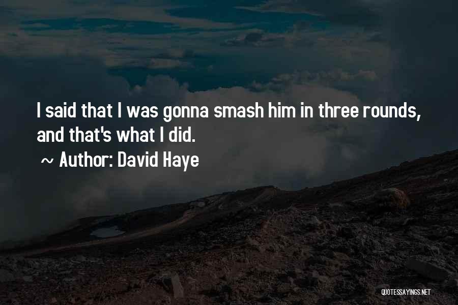 David Haye Quotes: I Said That I Was Gonna Smash Him In Three Rounds, And That's What I Did.