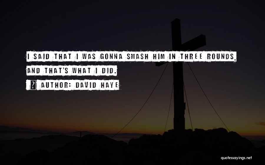 David Haye Quotes: I Said That I Was Gonna Smash Him In Three Rounds, And That's What I Did.