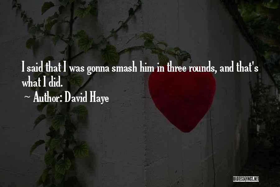 David Haye Quotes: I Said That I Was Gonna Smash Him In Three Rounds, And That's What I Did.