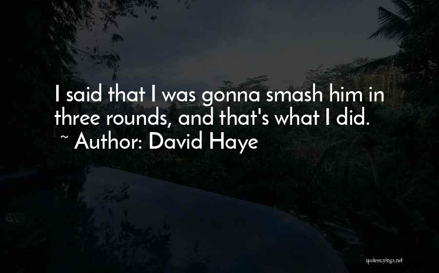 David Haye Quotes: I Said That I Was Gonna Smash Him In Three Rounds, And That's What I Did.