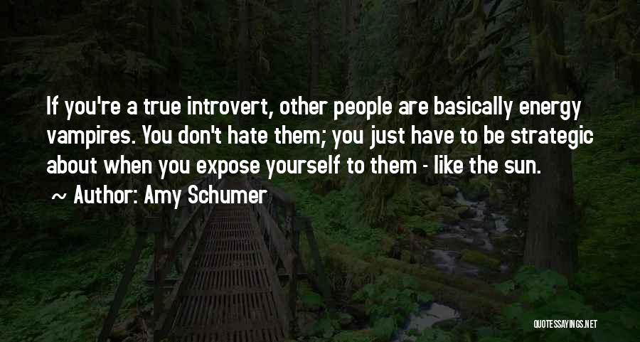 Amy Schumer Quotes: If You're A True Introvert, Other People Are Basically Energy Vampires. You Don't Hate Them; You Just Have To Be
