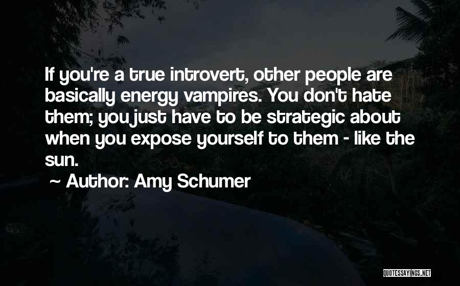 Amy Schumer Quotes: If You're A True Introvert, Other People Are Basically Energy Vampires. You Don't Hate Them; You Just Have To Be