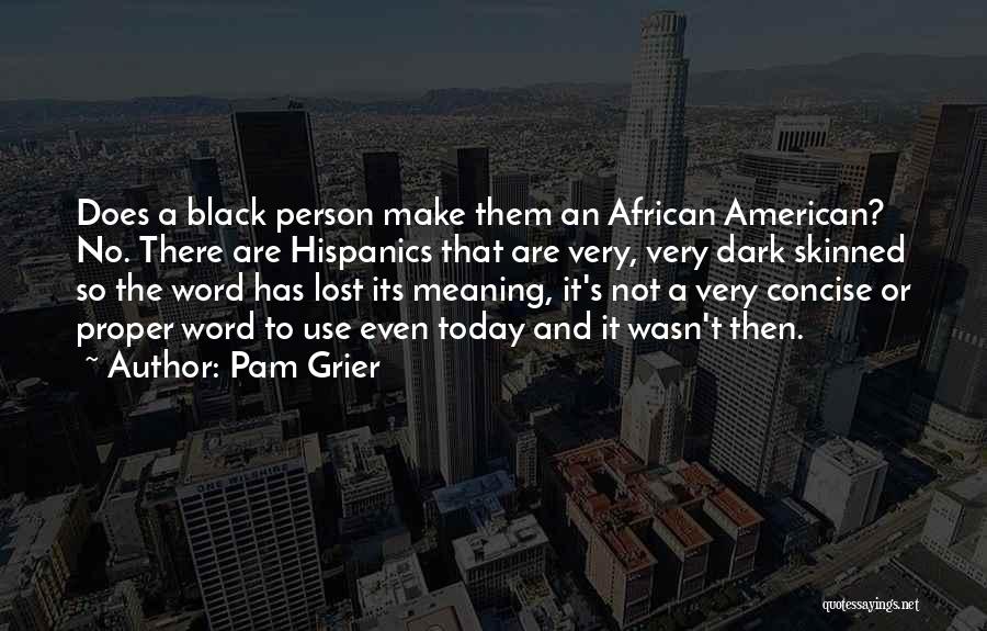 Pam Grier Quotes: Does A Black Person Make Them An African American? No. There Are Hispanics That Are Very, Very Dark Skinned So