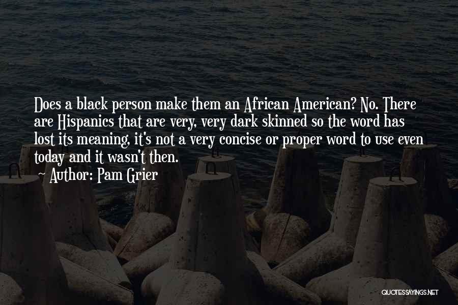 Pam Grier Quotes: Does A Black Person Make Them An African American? No. There Are Hispanics That Are Very, Very Dark Skinned So