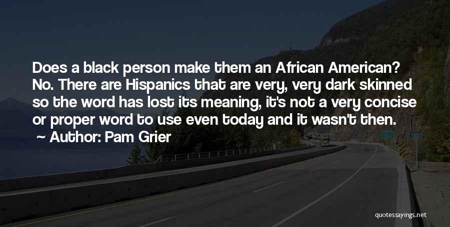 Pam Grier Quotes: Does A Black Person Make Them An African American? No. There Are Hispanics That Are Very, Very Dark Skinned So