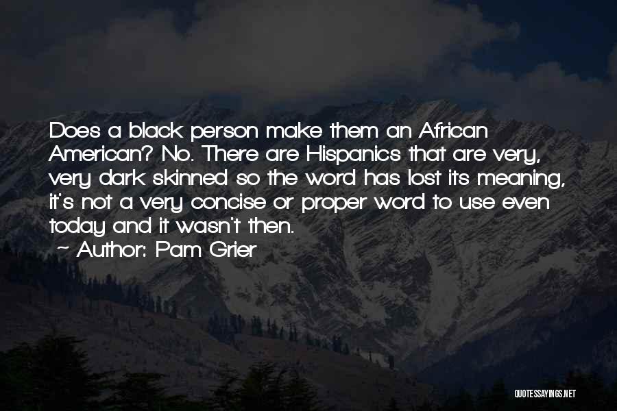 Pam Grier Quotes: Does A Black Person Make Them An African American? No. There Are Hispanics That Are Very, Very Dark Skinned So