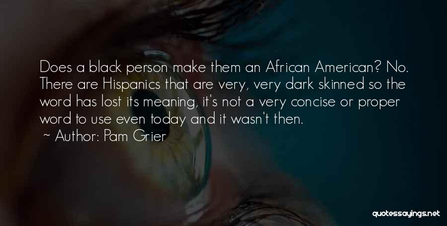 Pam Grier Quotes: Does A Black Person Make Them An African American? No. There Are Hispanics That Are Very, Very Dark Skinned So