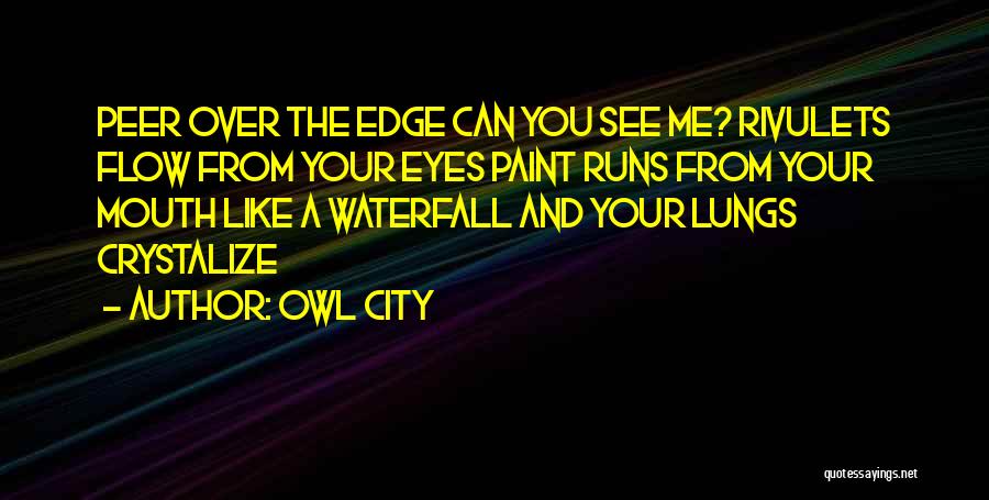 Owl City Quotes: Peer Over The Edge Can You See Me? Rivulets Flow From Your Eyes Paint Runs From Your Mouth Like A